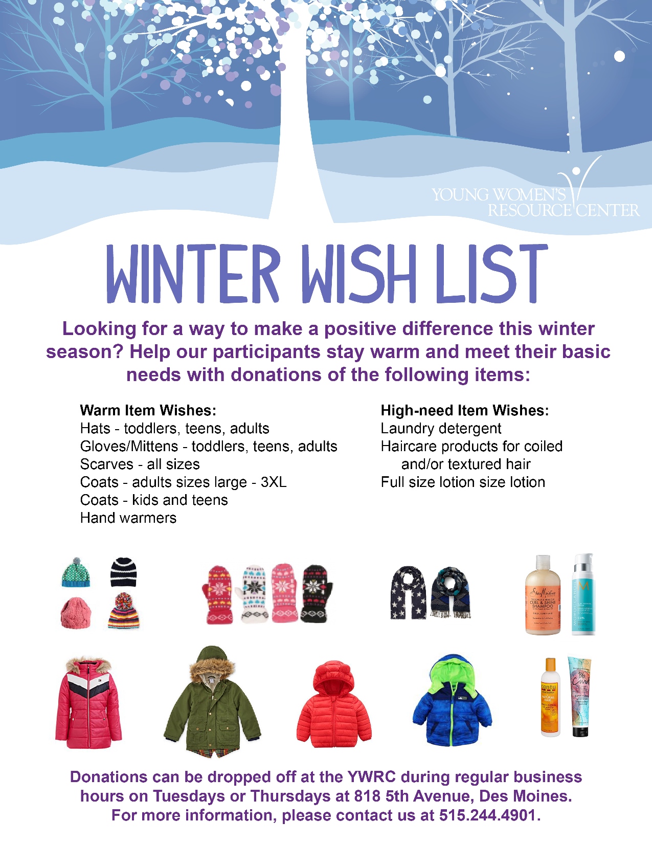 Winter Wish List 2019 - Young Women's Resource Center